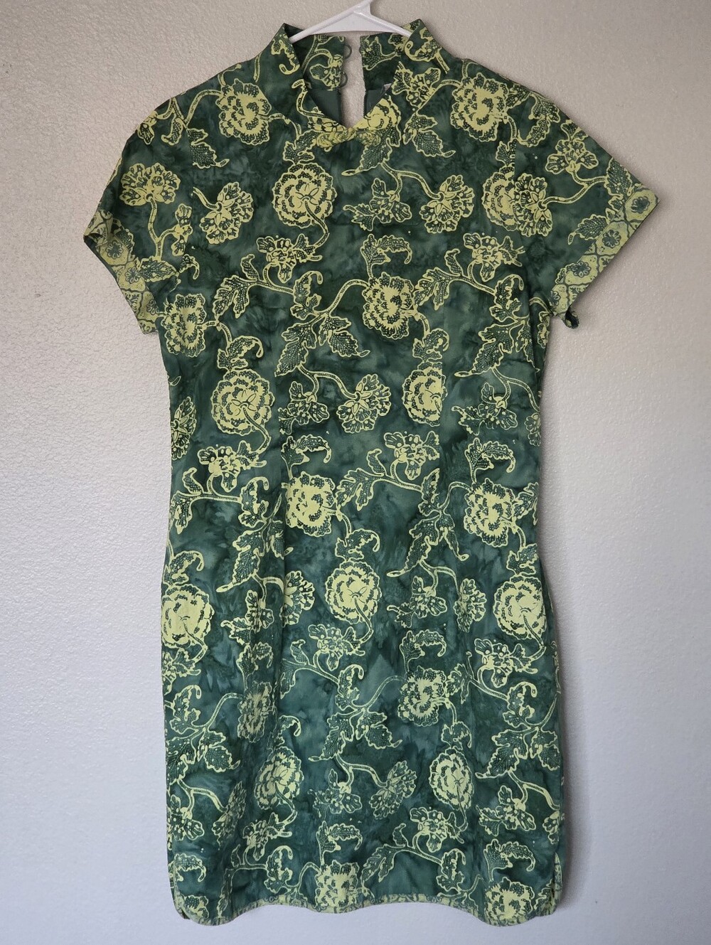 Batik Keris Cotton Green Floral Short Sleeve Dress